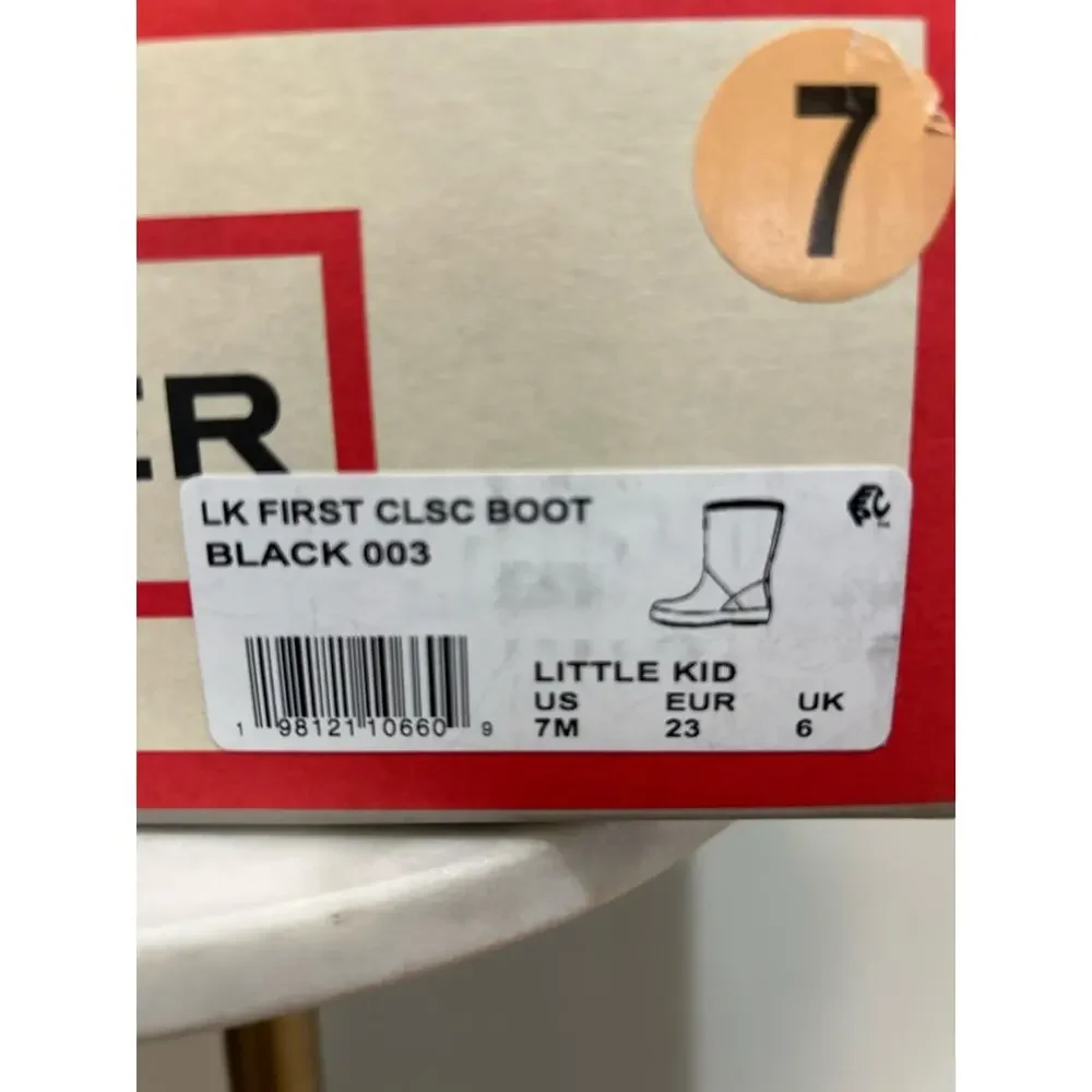 Hunter Kids Black Rain Boots with White Trim